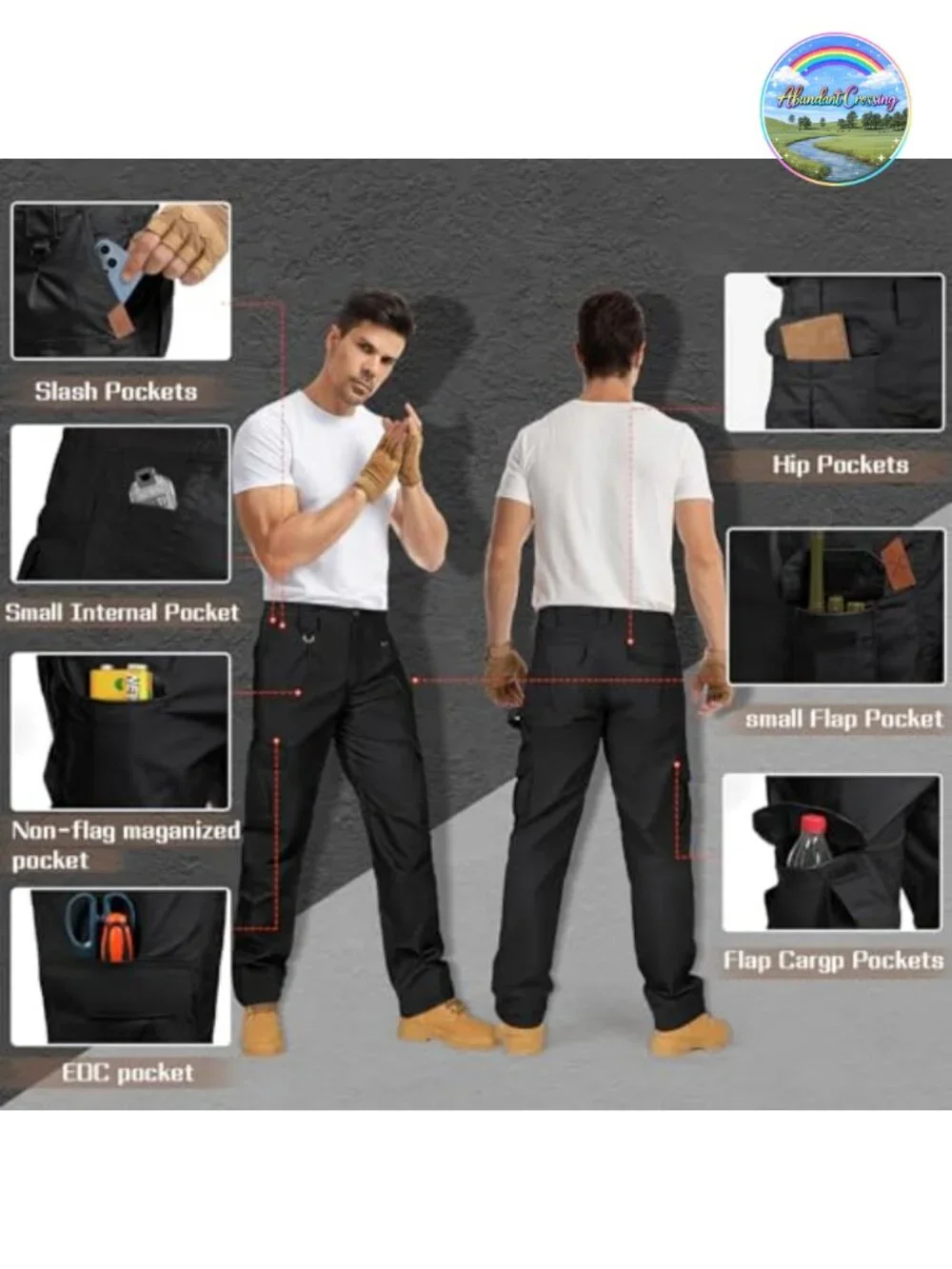 Men's Ripstop Tactical Cargo Pants - Stretch Hiking Work Pants with